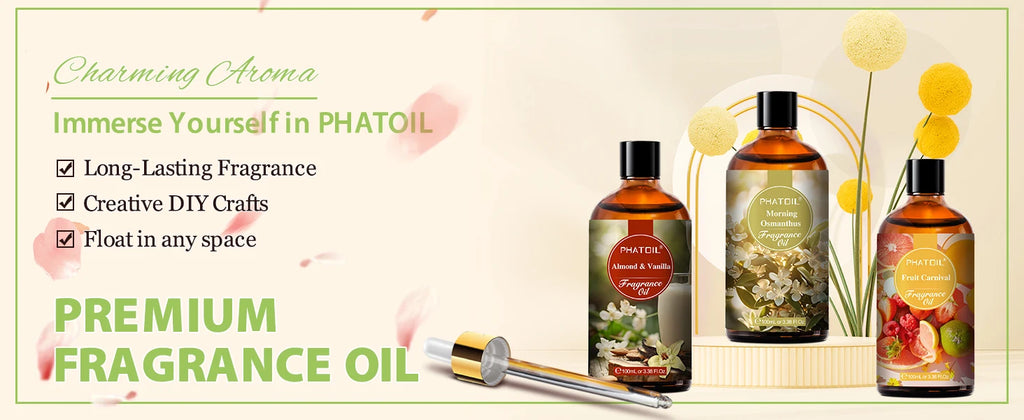 PHATOIL 1PCS 100ml Fragrance Oil For Diffuser Aromatherapy Fruit Carnival Coconut & Vanilla Almond Vanilla Strawberry Aroma Oils