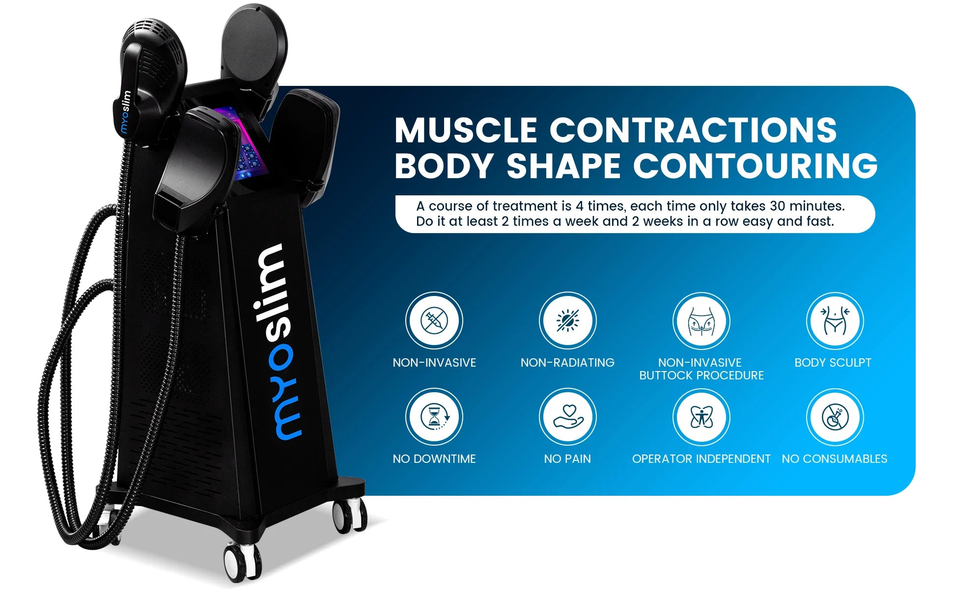 Myoslim 6500W 15T 200HZ EMS Neo RF Nova Body Sculpting Machine For Muscle Development Fat Burning Weight Loss Muscle Stimulation