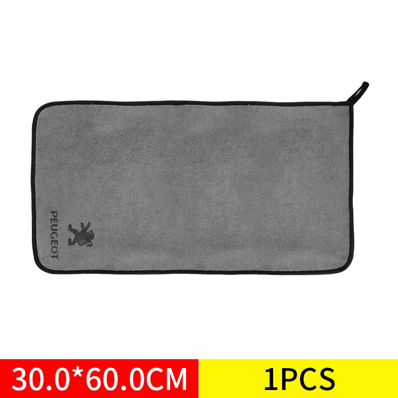 Car Emblem Wash Microfiber Towel Cotton Cleaning Drying Rag Cloth For Peugeot 3008 408 5008 508 107 208 2022 607 2008 Accessorie