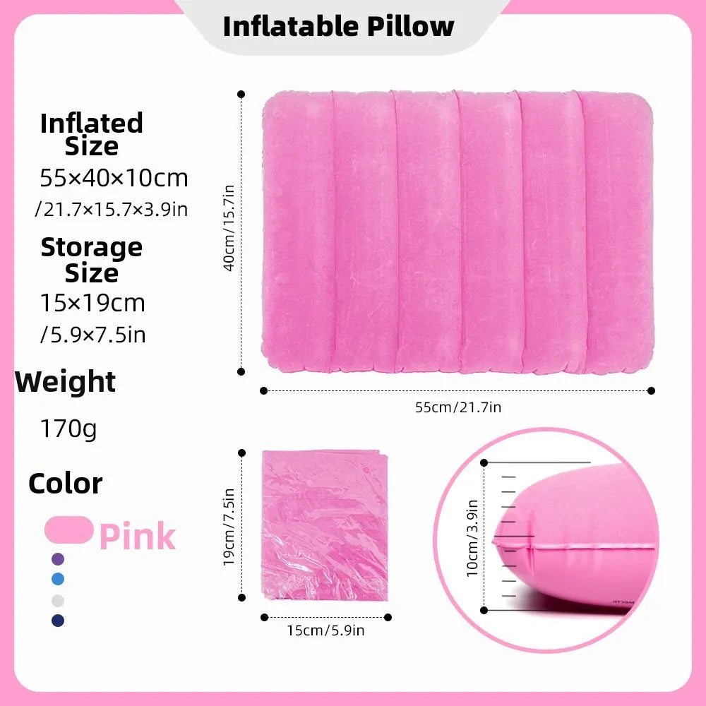 Triangular Travel Pillow Inflatable Office Neck Lumbar Support Pillow Thickened flocking Leg Rest Pillow for Air Travel