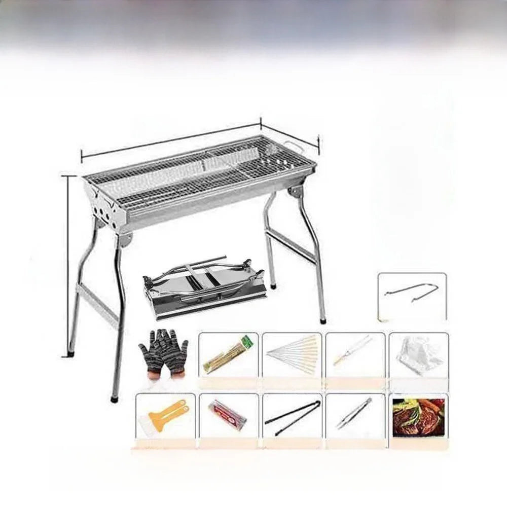 Large Portable Outdoor BBQ Grill Charcoal Grill Cooking Tool for Camping Picnic Garden Home Use Easy to Clean Easy to Carry