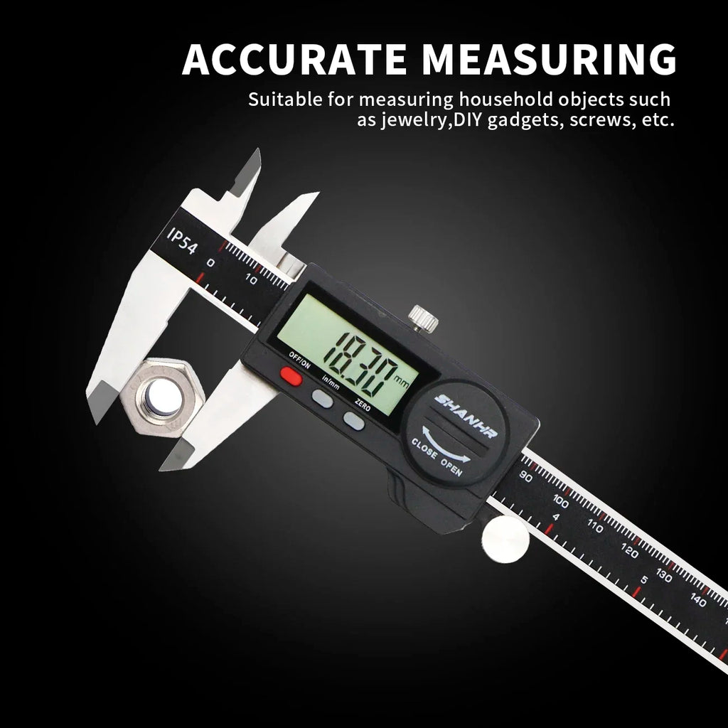 SHANHR 150mm Digital Caliper Measuring Tool with Stainless Steel, Electronic Micrometer Caliper with Large LCD Screen