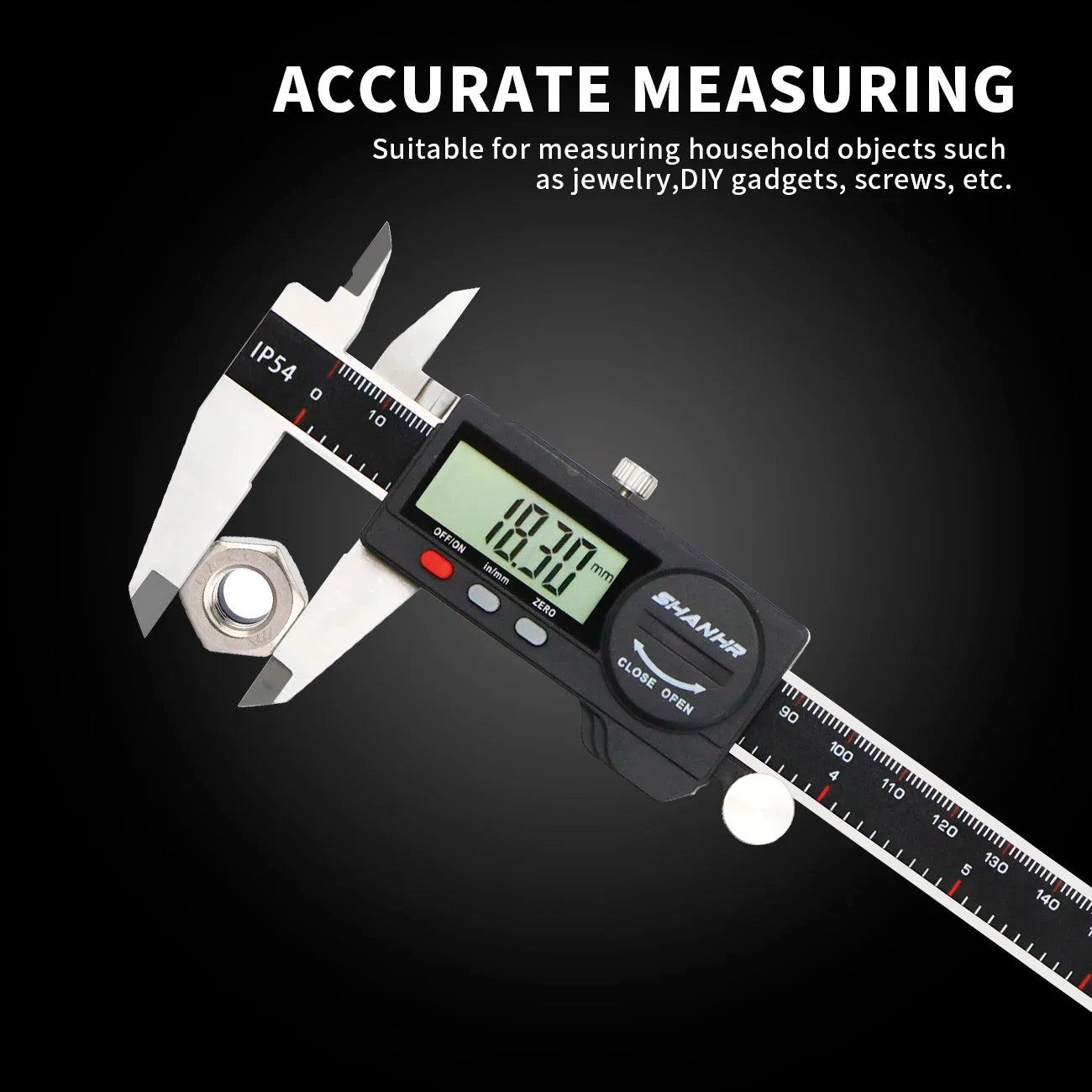 SHANHR 150mm Digital Caliper Measuring Tool with Stainless Steel, Electronic Micrometer Caliper with Large LCD Screen