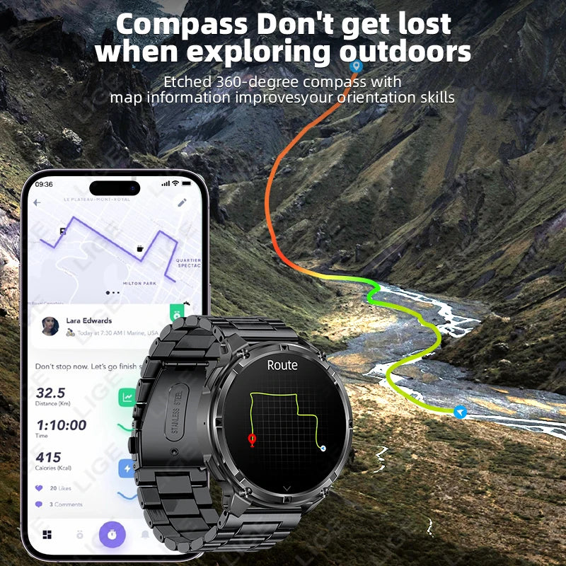 LIGE Outdoor Sports Smart Watch Men HD Screen 1100mAh Large Battery Long Standby Time Bluetooth Call IP68 Waterproof Smartwatch