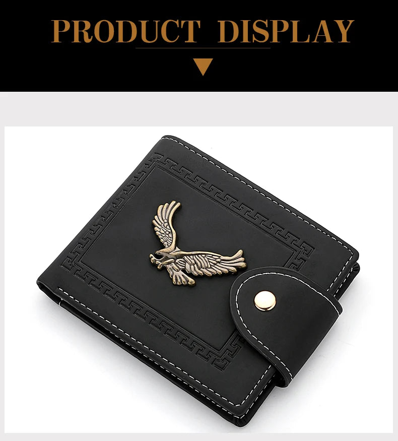 Men's Wallet Men's Short Wallet Youth Fashion Personality Pu Leather Credit Card ID Card Holder Wallet Folding Wallet