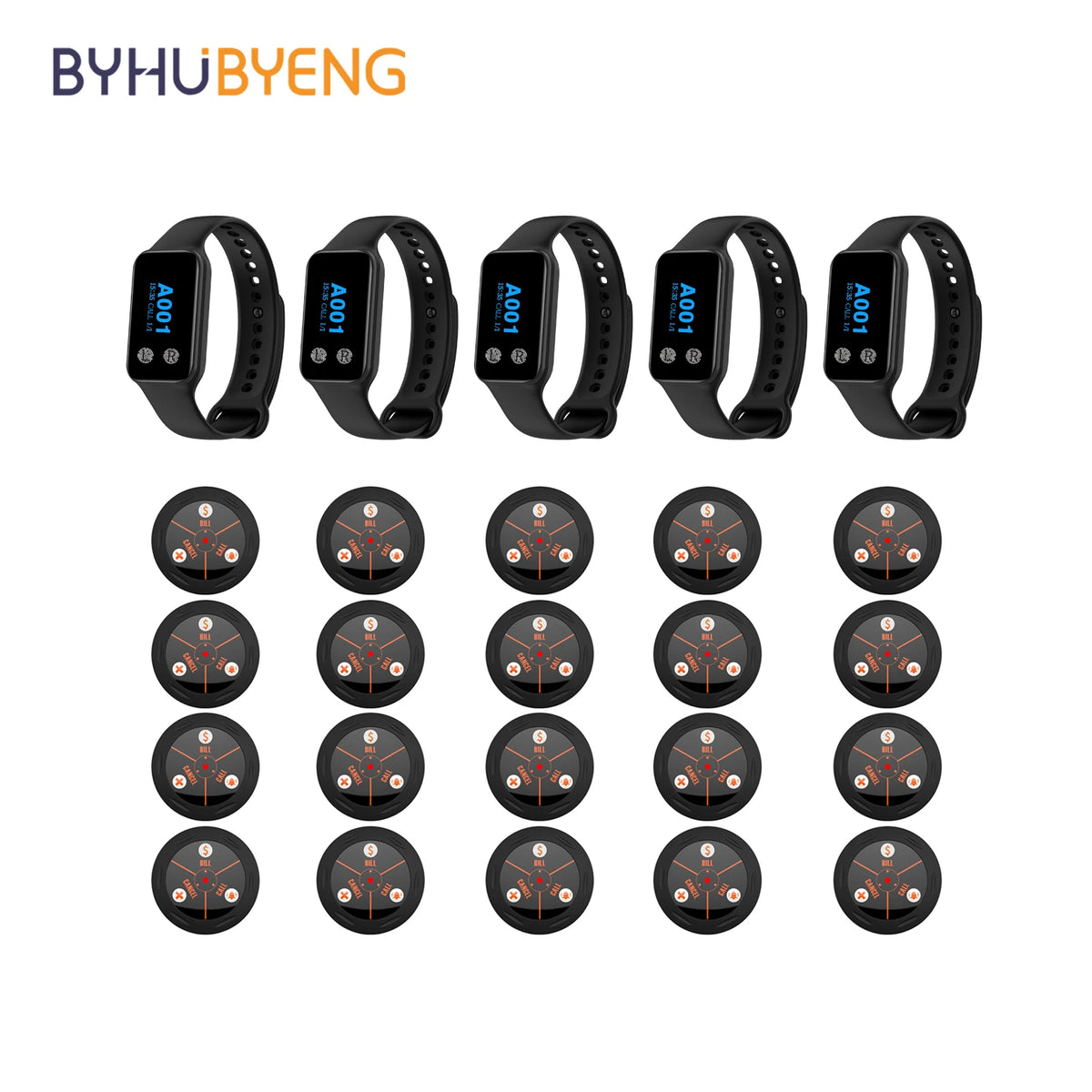 BYHUBYENG Wireless Calling System Watch Receiver Caller Wait Watch Pager with Calling Buttons for Restaurant Cafe Hotel
