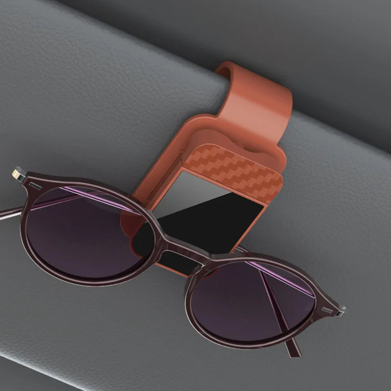 Car Carbon Fiber Eyeglass Clip Multifunctional Car Sunglasses Frame Ticket Clip Horizontal Sunshade Sunglasses Storage Product