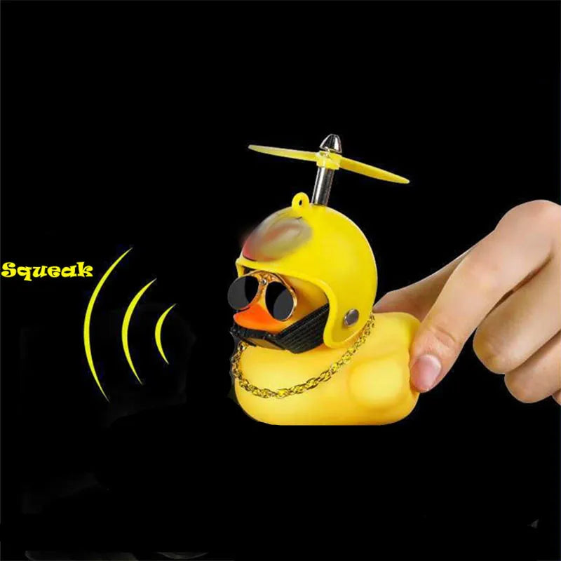 Broken Wind Rubber Duck Motor Accessories Yellow Duck with Helmet Auto Car Accessories Duck In The Car Car Interior Decoration