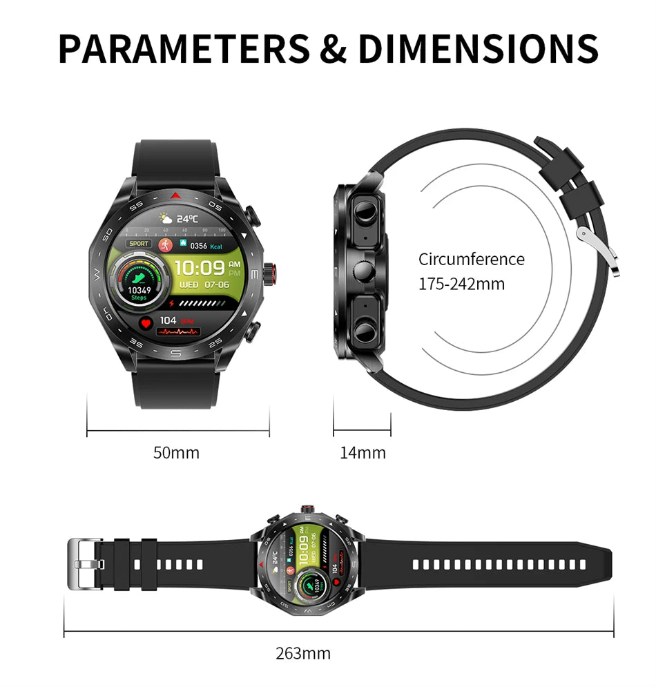 LIGE With Earbuds Bluetooth Headset Smartwatch Women Speaker Tracker Music Sport Watch Men Waterproof Smart Watch AMOLED Screen