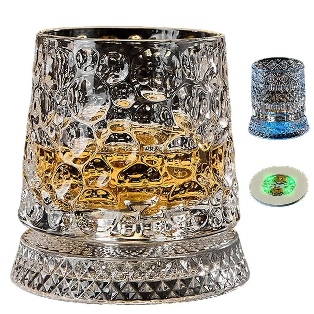 1set 260ML Rotating Whiskey Glass Creative Crystal Premium Beer Cup Str Relief Liquor Cup With Base Straight Drink Mold Wine Gla