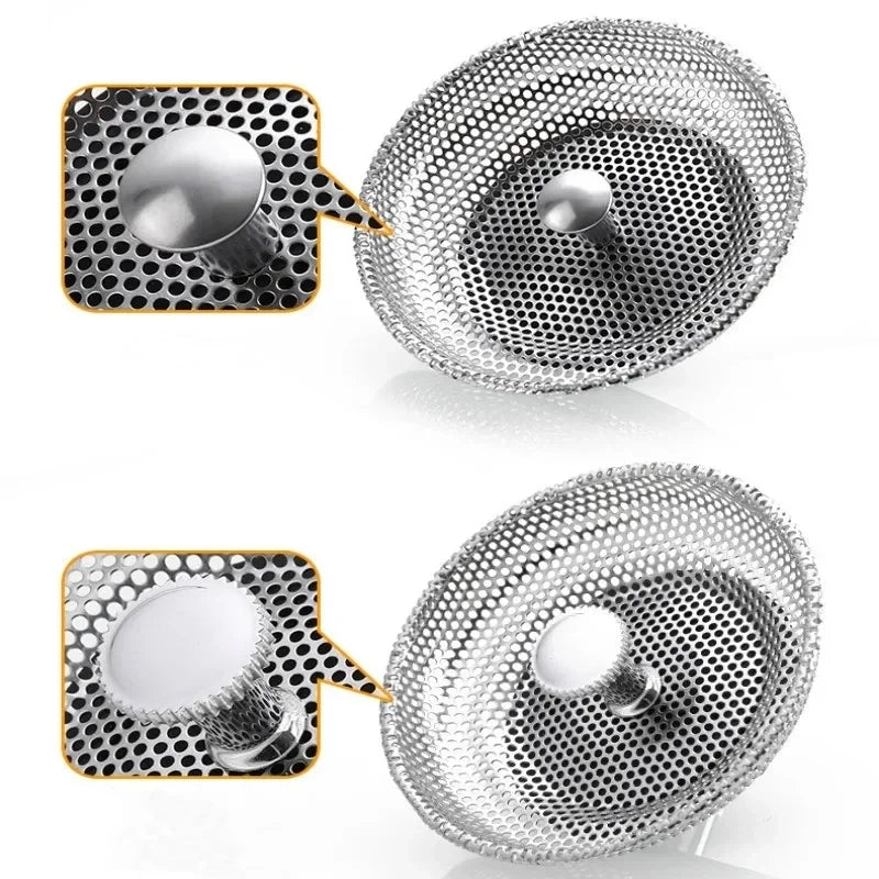 Waste Plug Kitchen Sink Strainer Replacement Basin Drain Filter Stainless Steel Shower Hair Catcher for Bathroom Accessories