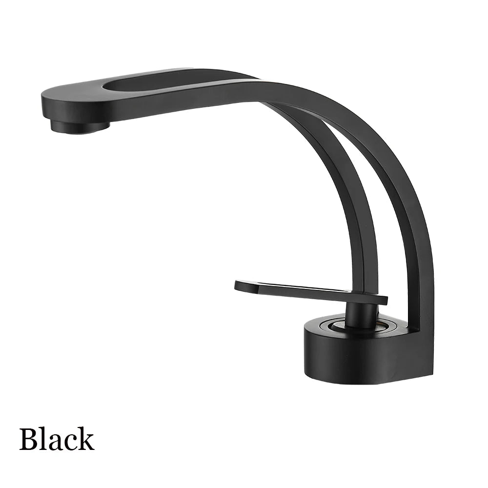BAKALA Basin Faucet Modern Bathroom Mixer Tap Black/Gold Wash basin Faucet Single Handle Hot and Cold Waterfall Faucet
