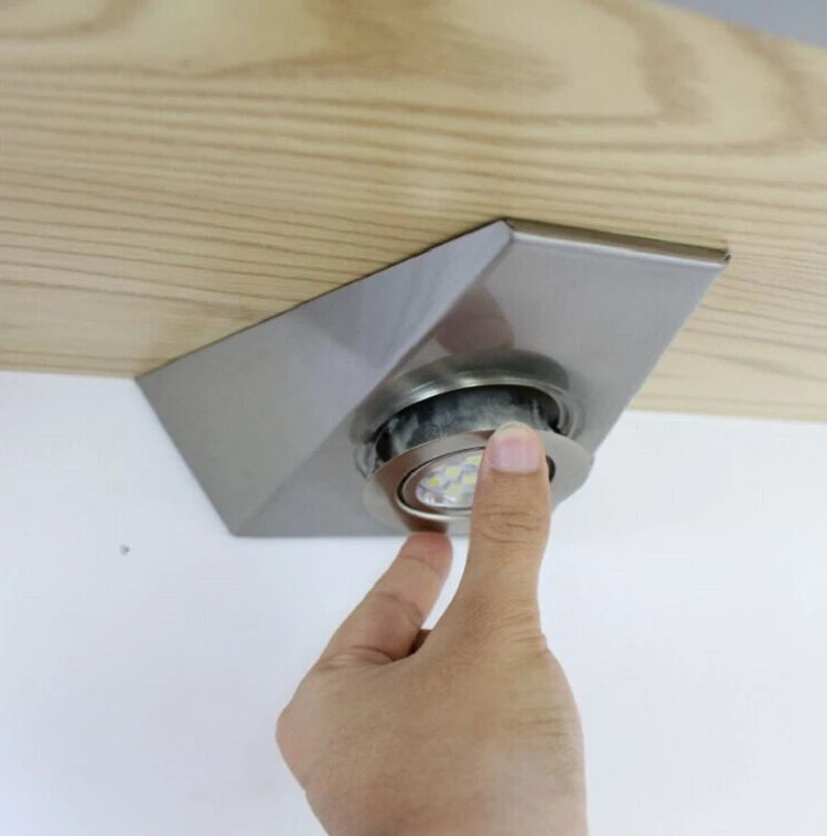 Geometric Stainless Steel Cabinet Light with Switch for Kitchen Wardrobe Bookshelf Lighting Creative Triangle Indoor Wall Lamp