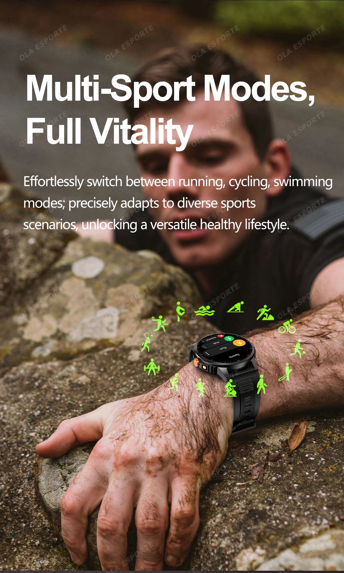 2025 New Men's GPS Sports Smart Watch 1.53'' AMOLED Display LED Flashlight Heart Rate Bluetooth Call 5ATM Waterproof Smartwatch
