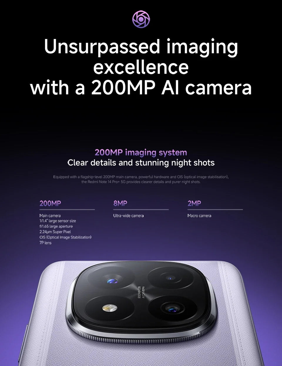 UK Version Redmi Note 14 Pro Plus 5G Smartphone 120W HyperCharge 200MP OIS Camera 6.67" AMOLED Display Snapdragon 7s Gen 3