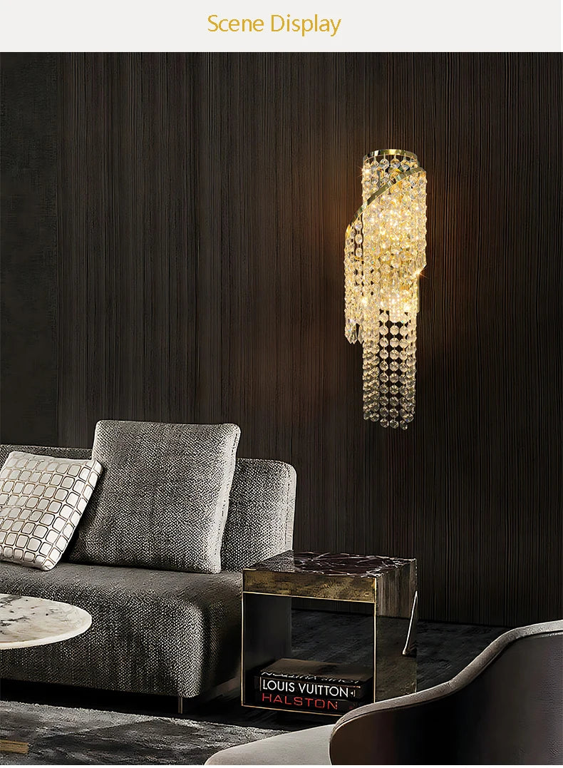 Luxurious Golden Crystal Wall Lamp - Led Wall Lamp. Suitable For Living Room, Bedroom, Corridor And Home Decoration.