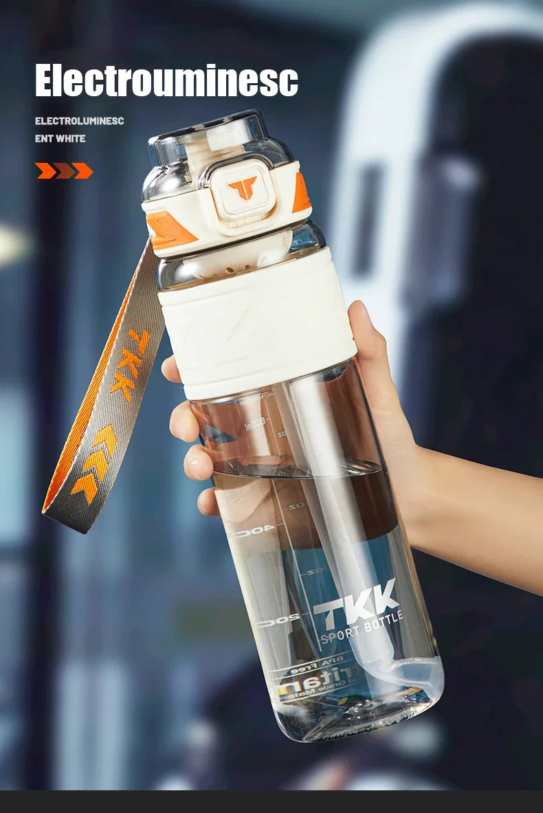 TKK 600/800/1000ml Sports Watter Bottle Tritan BPA free Straw Portable Leak-proof Plastic Drinkware Outdoor Fitness Kettle