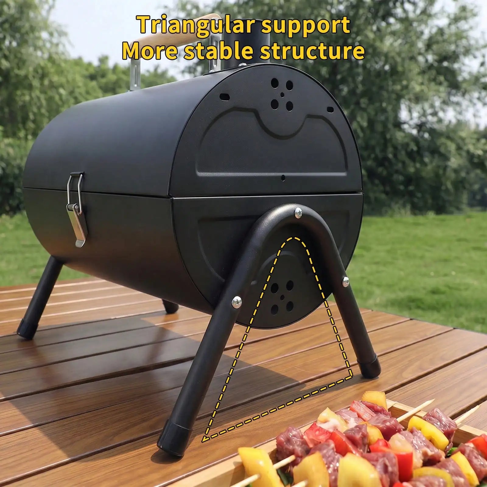 Portable Charcoal Grill - Compact Double Grill with Grill Plate for Camping, Picnics and Garden Use