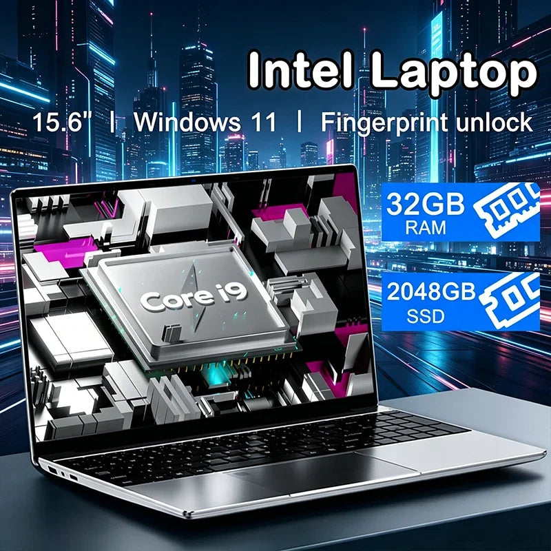 Sturdy 15.6" Portable Laptop Intel 4405U Win11 32GB DDR4 2TB SSD Gaming Office Notebook