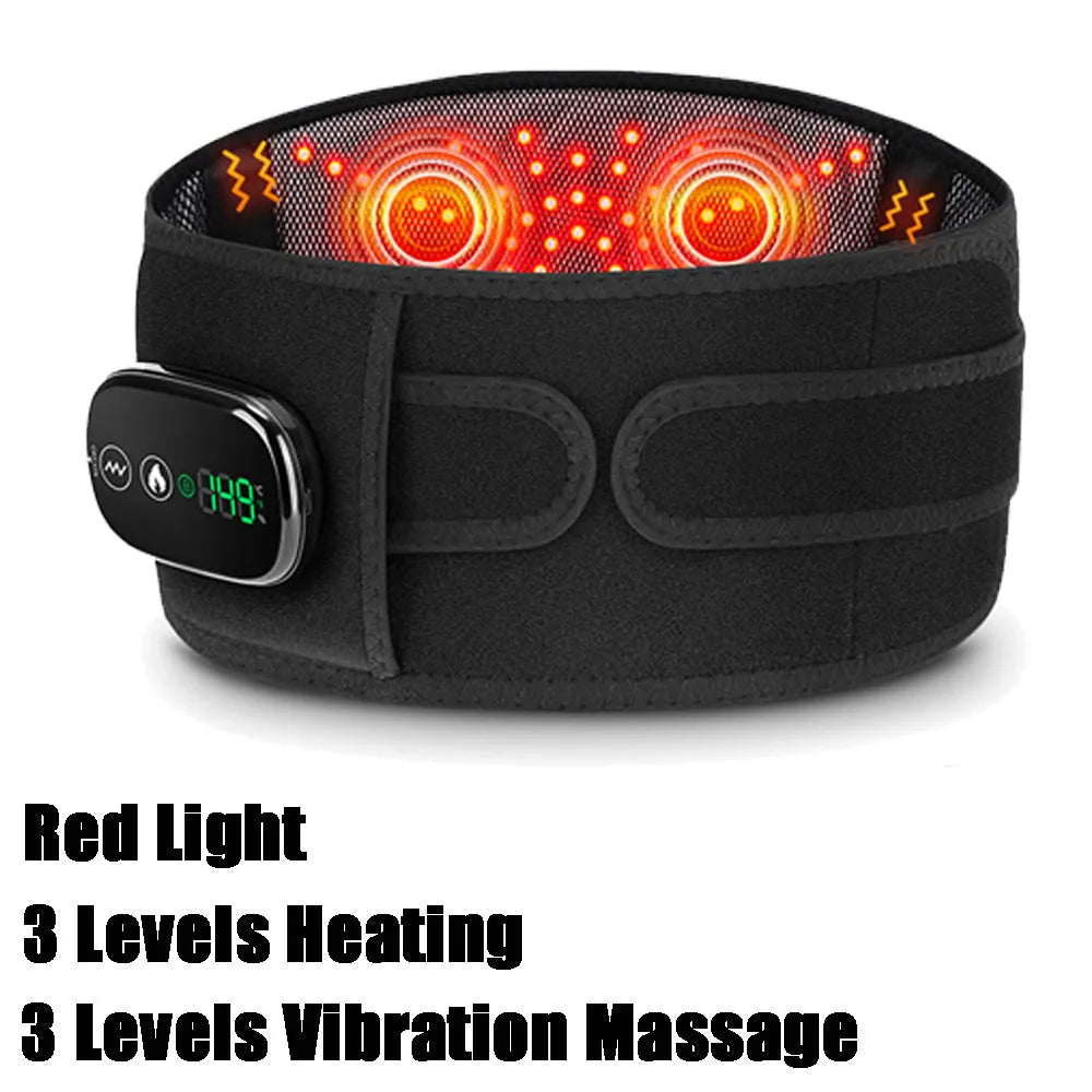 Electric Heating Waist Massage Belt Infrared Vibration Hot Compress Lumbar Brace Spine Protect Massager Back Support Belt