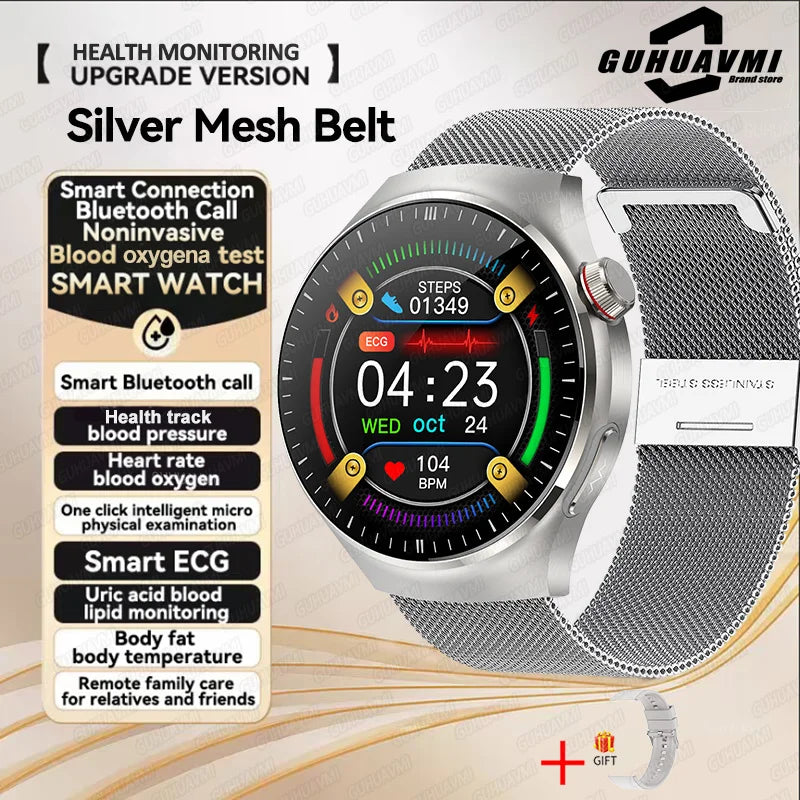 2025 New Smart Watch For Men Health ECG+HRV Blood Oxygen Uric Acid Fitness Sport Tracker Watches body fat Sleep Call Smartwatch
