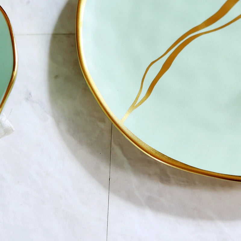 European style gold-plated ceramic Western food plate, hotel Western restaurant, home fruit pastry plate