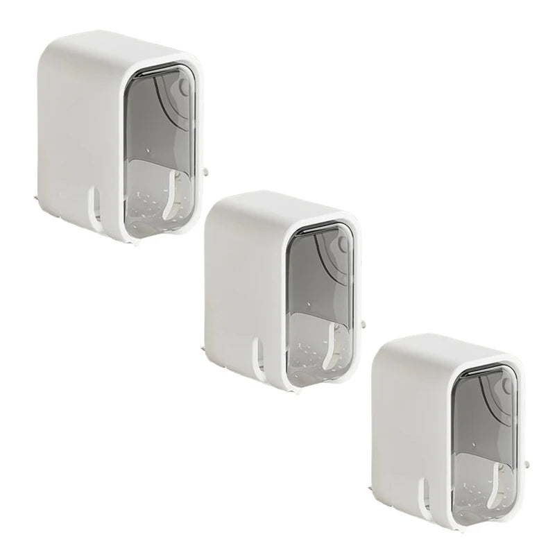 2PCS Toothbrush Holder Flip-top Wall Mounted Toothbrush Rack Dustproof Toothbrush Storage Box Bathroom Electric Toothbrush Shelf