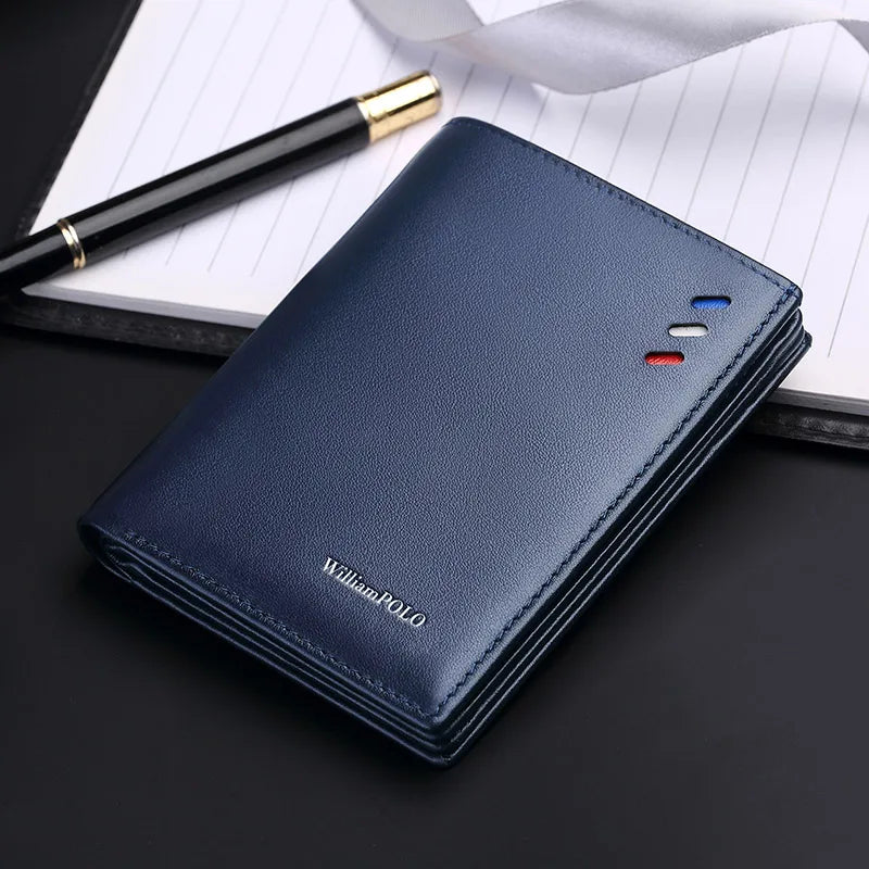 Genuine leather men's wallet, fashionable short style card holder, multifunctional coin purse