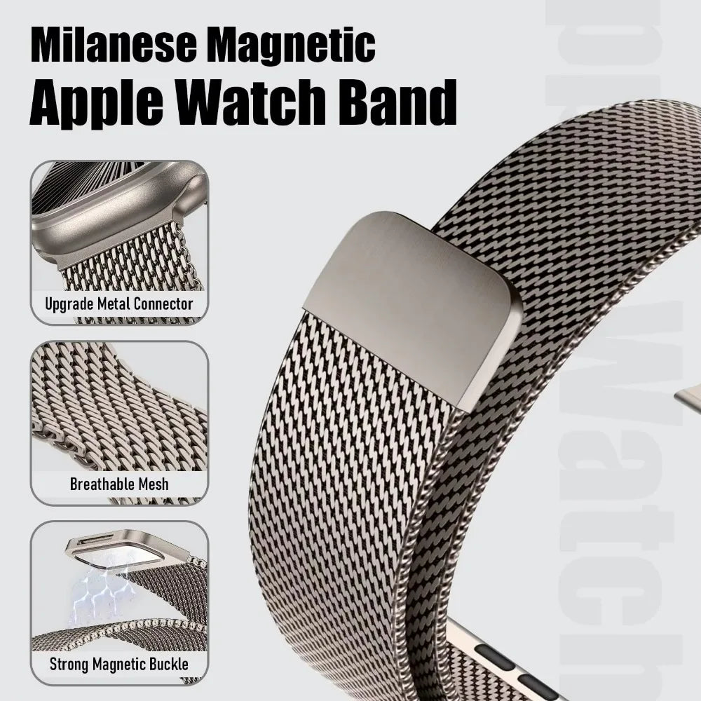 Fashion Steel Mesh Milanese Strap for Apple Watch Ultra 3 2 1 49mm 11 10 46/42mm Wristband IWatch 9 8 7 6 5 4 SE3 45-44-41-40mm