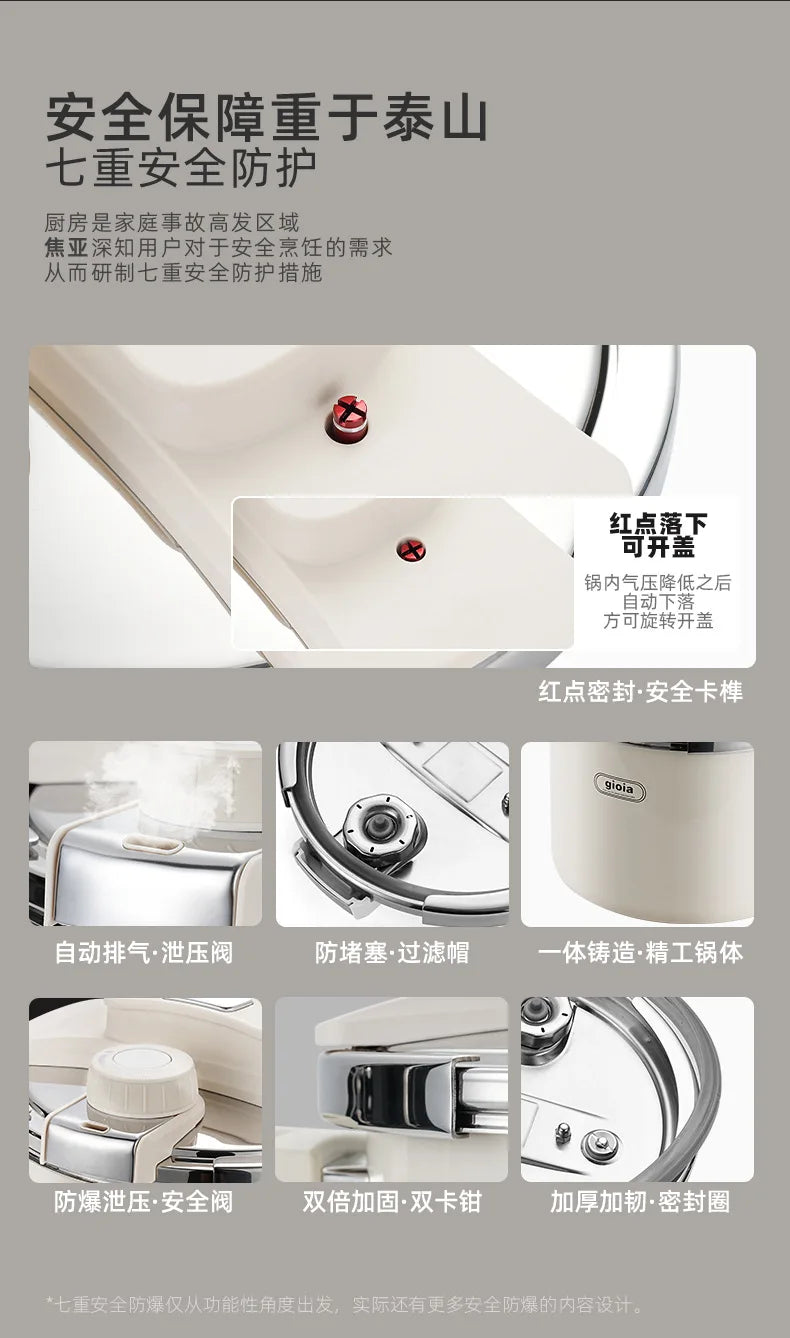 6L Enamel Pressure Cooker Multifunctional Pressure-Limited Explosion-proof Pressure Cooker Stainless Steel Kitchen Pressure Pot