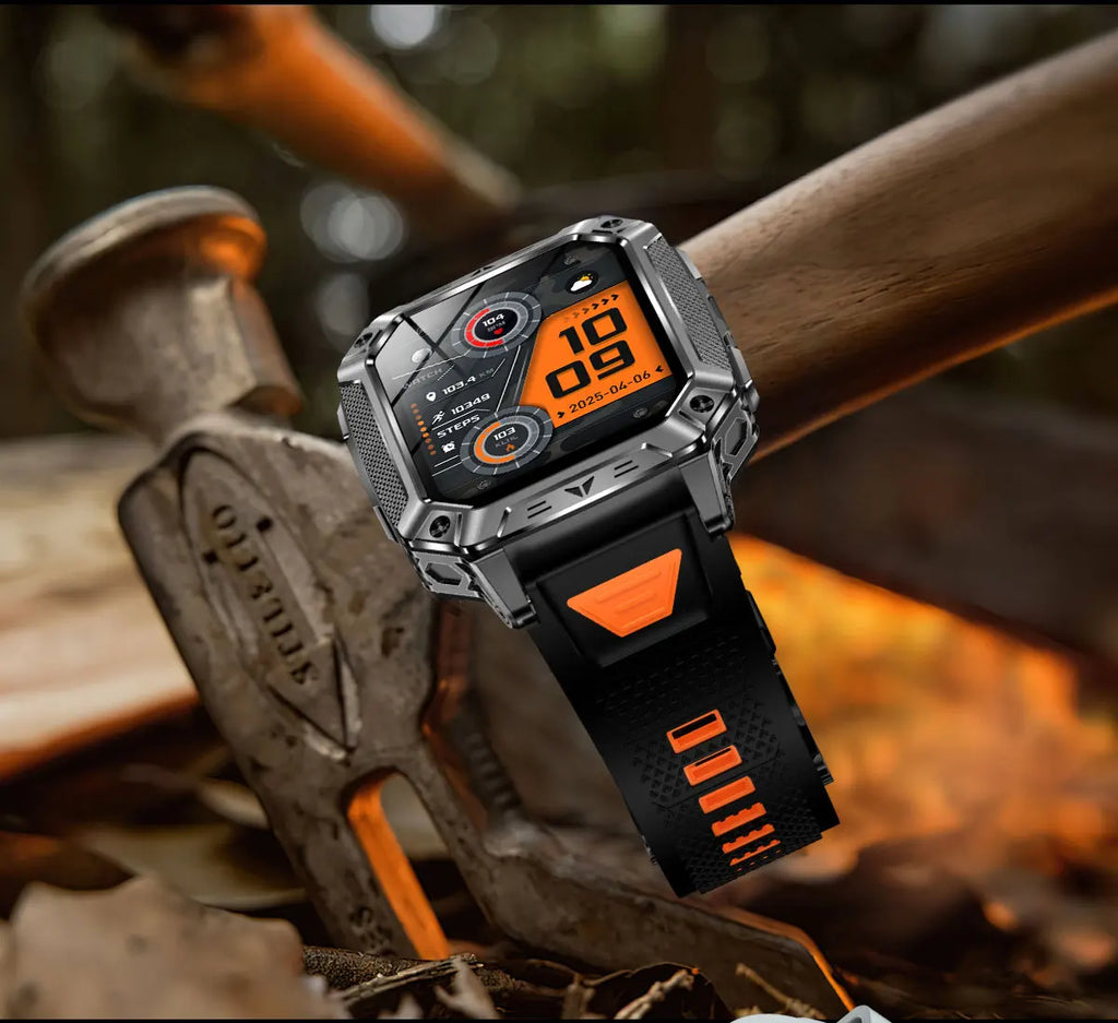 2026 Military 5ATM Waterproof Smart Watch Men 1400mAh Battery GPS Tracks 2.01" HD AMOLED Bluetooth call Sport Fitness Smartwatch