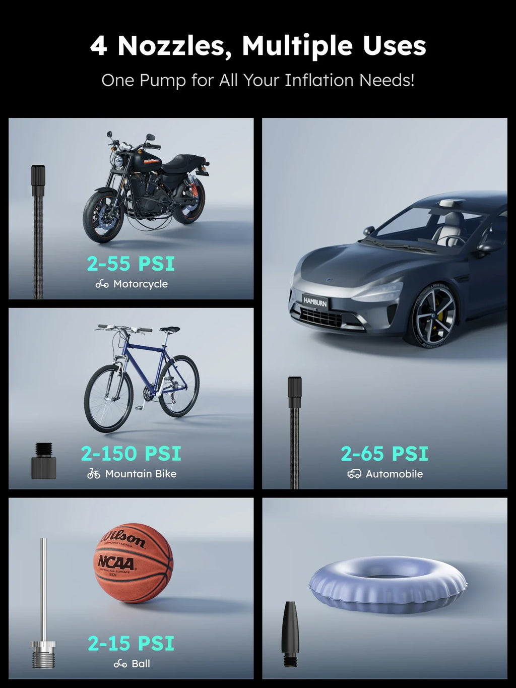 ASMAX 160PSI Portable Inflator Pump Motorcycle Air Pump 7500mAh Tyre Electric Inflator Pump for Car Bicycle Balls Air Compressor