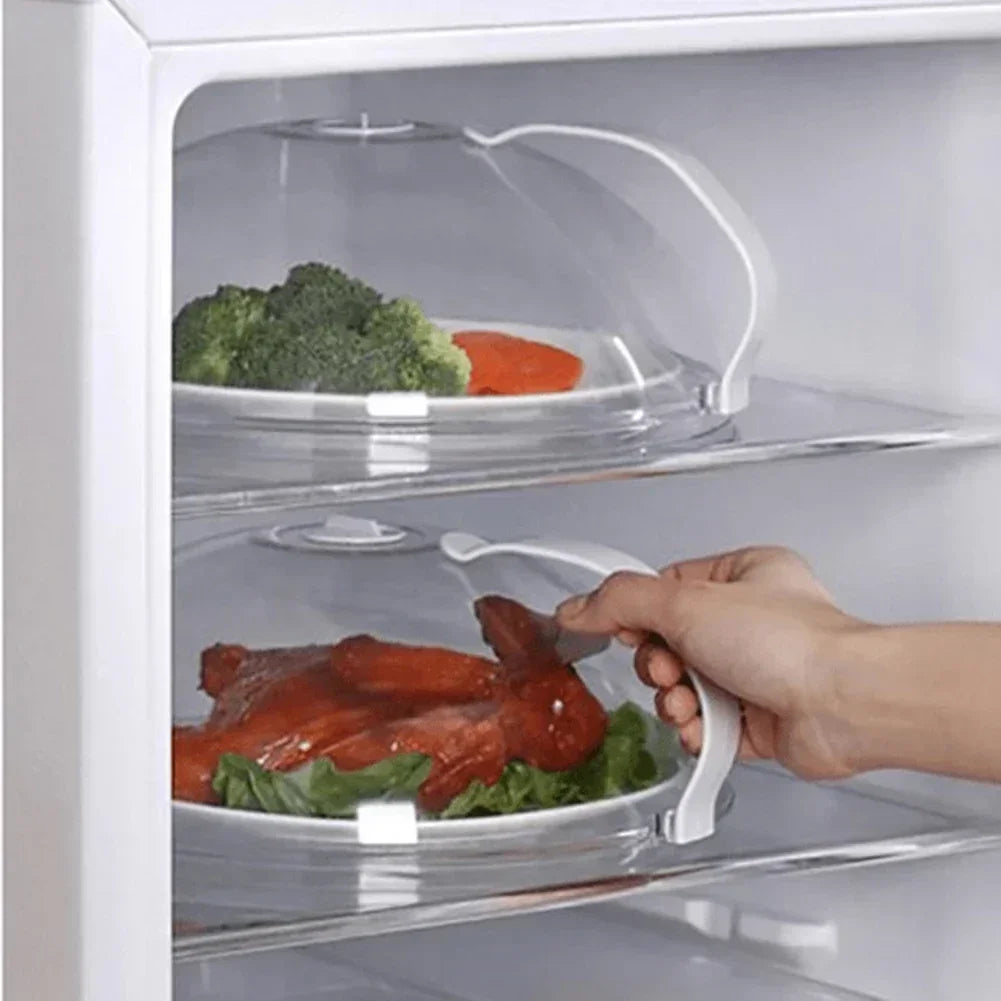 Microwave Food Splash Guard High Temperature Resistant Food Heating Cover with Steam Vent and Handle Transparent Plate Cover