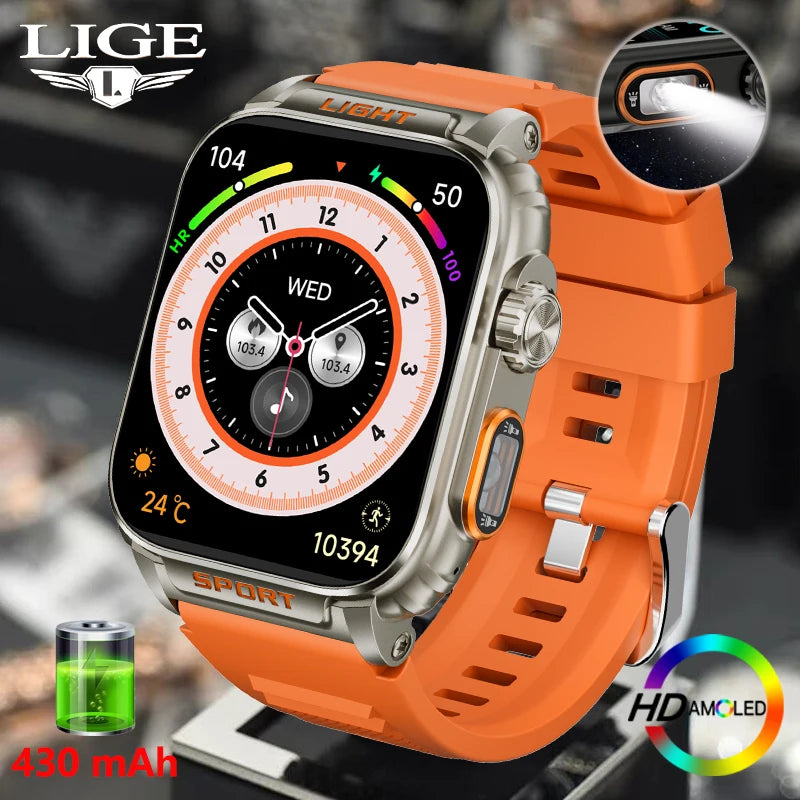 LIGE New 1.91 inch Super Ultra Watch Bluetooth Smart Call Men's Watch Tracker Blood Pressure Heart Rate Monitor Sport Smartwatch