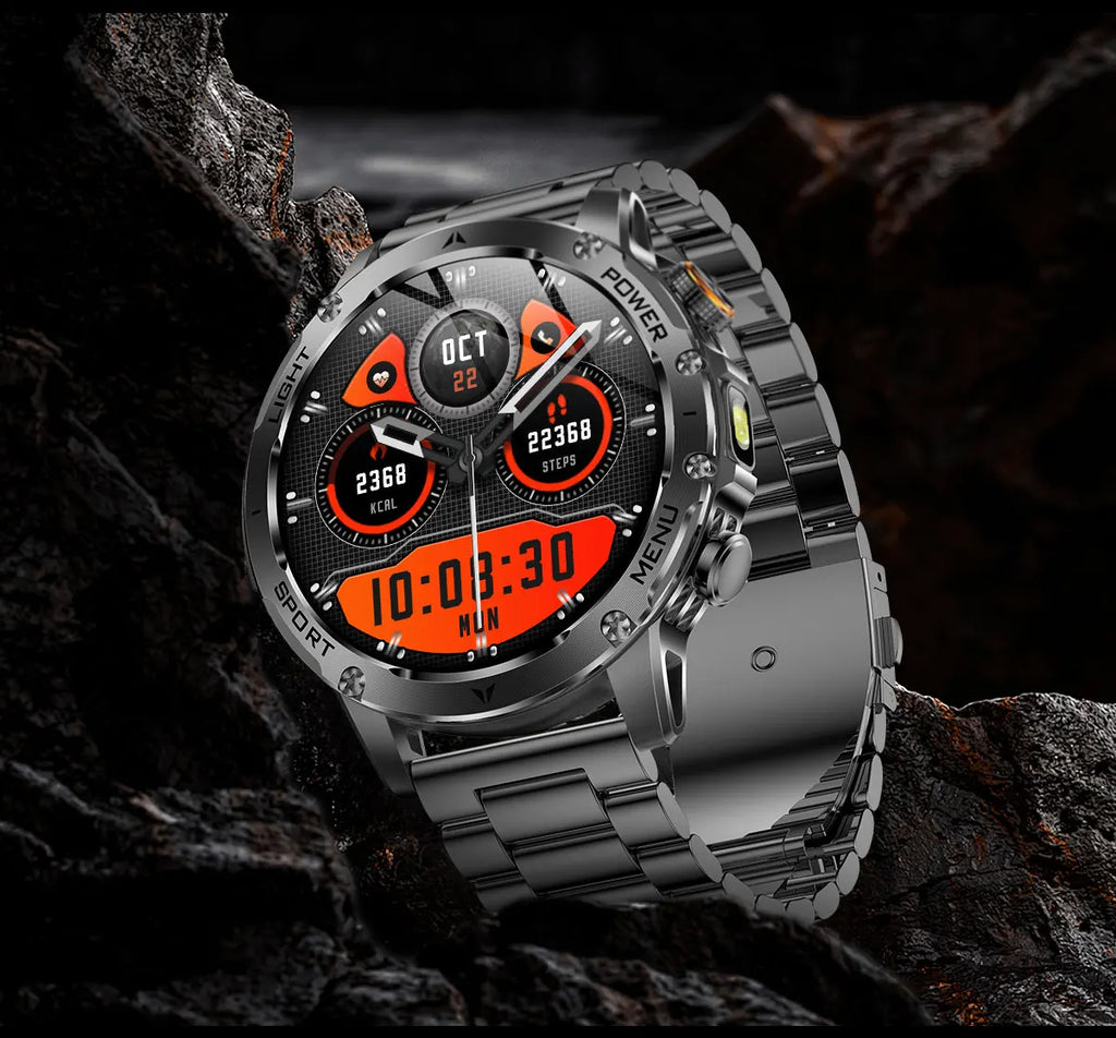 2026 New Military Smart Watch 1000Mah Battery Fitness Tracking 10ATM Waterproof Tactics Sport Flashlight call Bracelet For Men