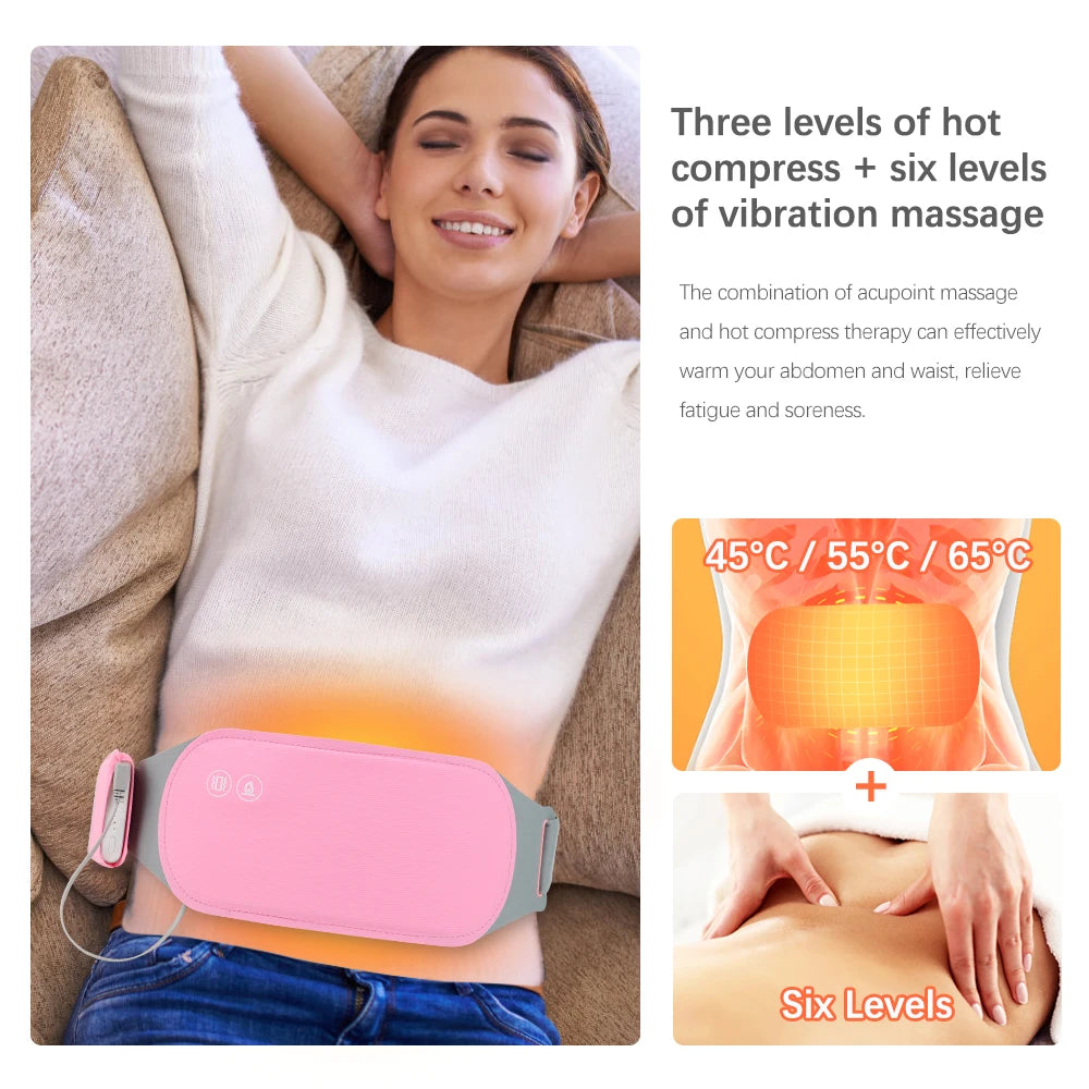 Eelctric Period Cramp Massager Vibrator Heating Pad For Menstrual Warm Uterus Belt Waist Back Massager Women Gift