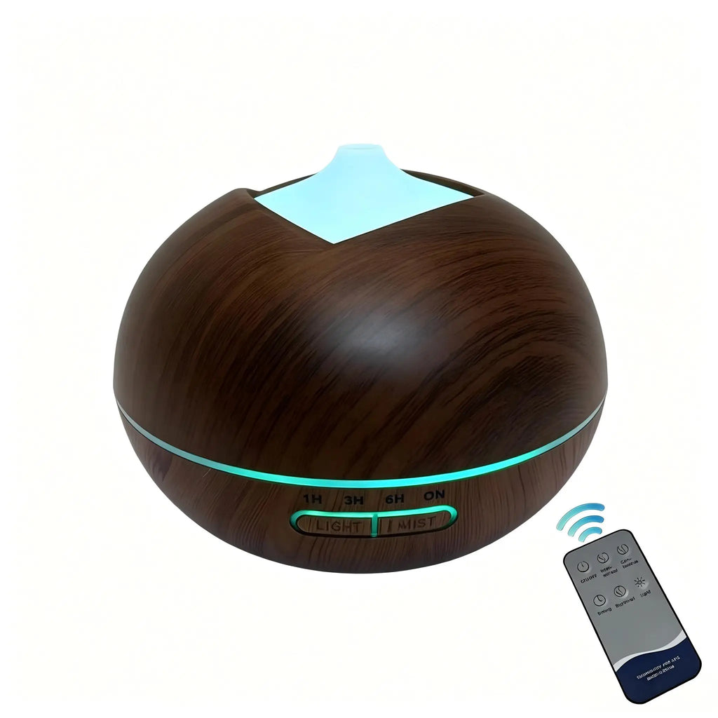 Wood Grain Aromatherapy Diffuser, Ultrasonic Essential Oil Humidifier with 7 Color LED Light Remote Control Cool Mist Air Purifi