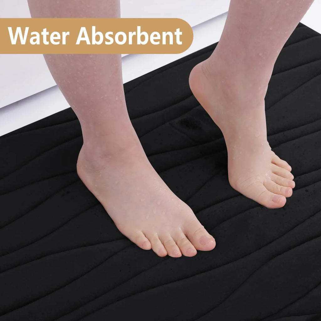 Olanly Memory Foam Mats For Bathroom Highly Absorbent Non-slip Bath Rugs Super Soft Comfort Carpet  Machine Washable Shower Mats