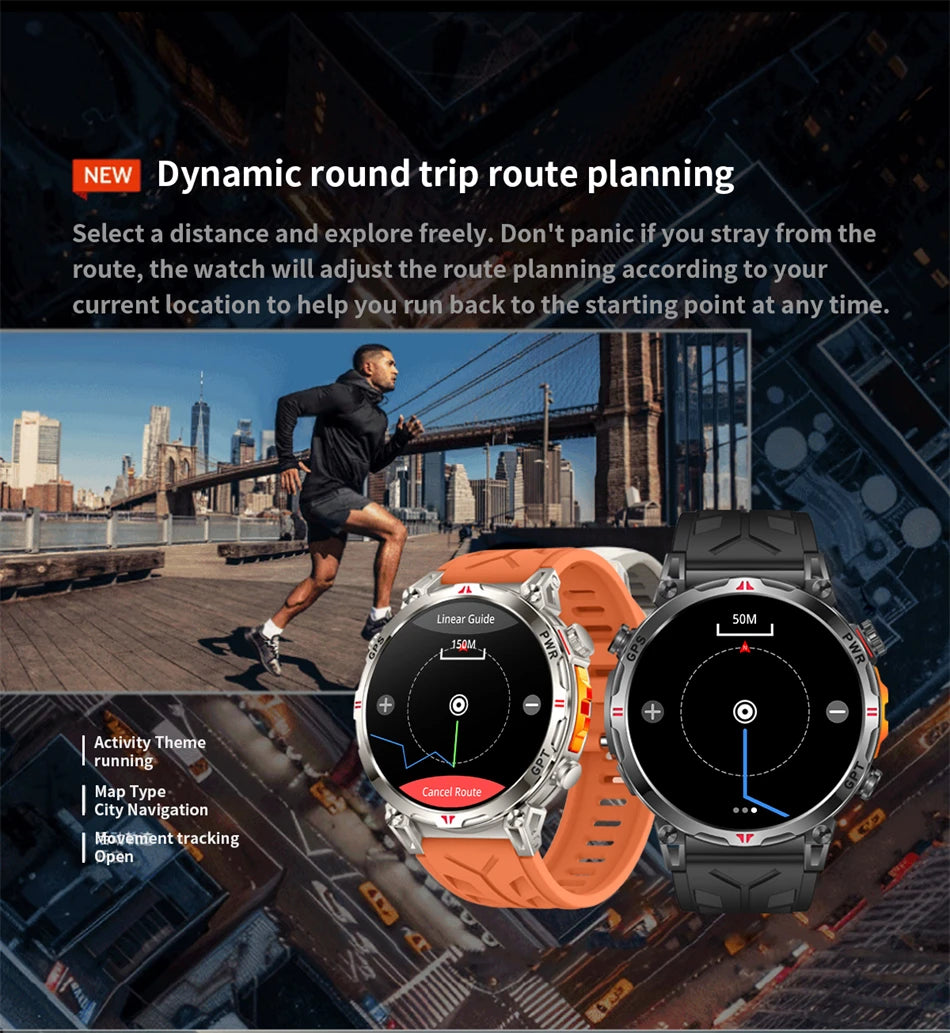 2025 New Professional GPS Sports Smart Watch Outdoor RIDE Run GPS track Swim Watchs Compass Altimeter 5ATM Sports Bracelets Men