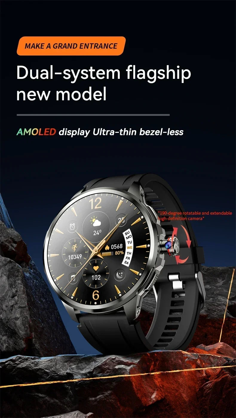 4G Full Network Smart Watch 8GB+128GB RAM 1.95 inch HD Screen 900W Video Call 2100mAh WIFI GPS Google Play Smartwatch Flashlight