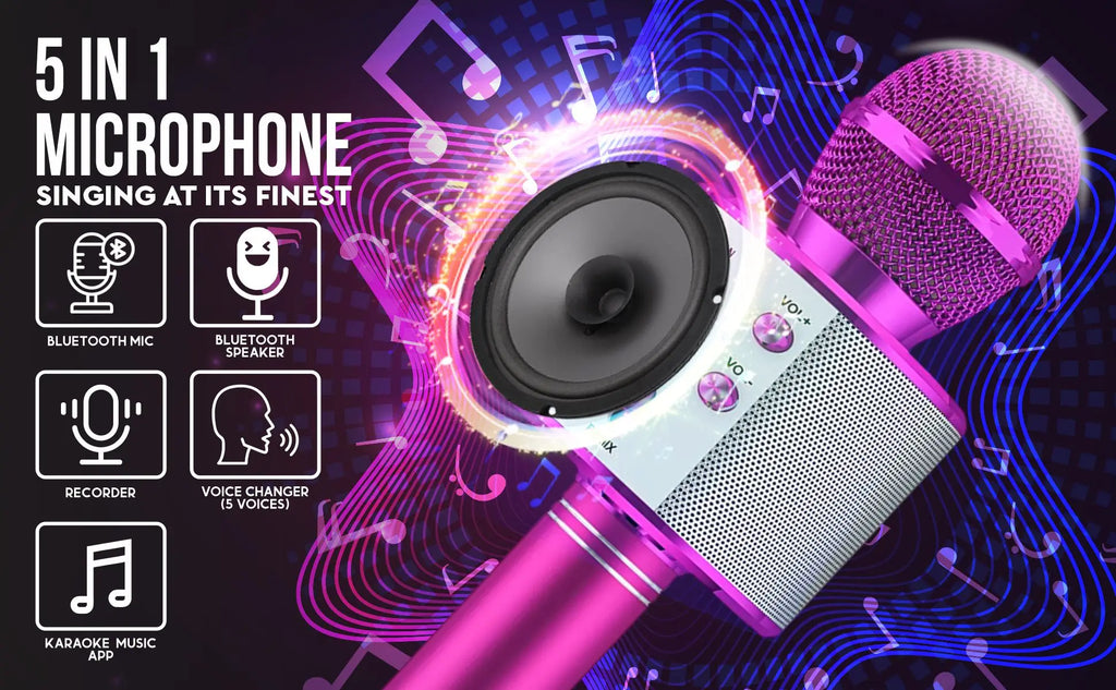 Kids Karaoke Microphone,  Kids Birthday Party Gift Toy for All Ages 2, 3, 4, 5, 6+ Year Old Girls, Boys & Toddlers