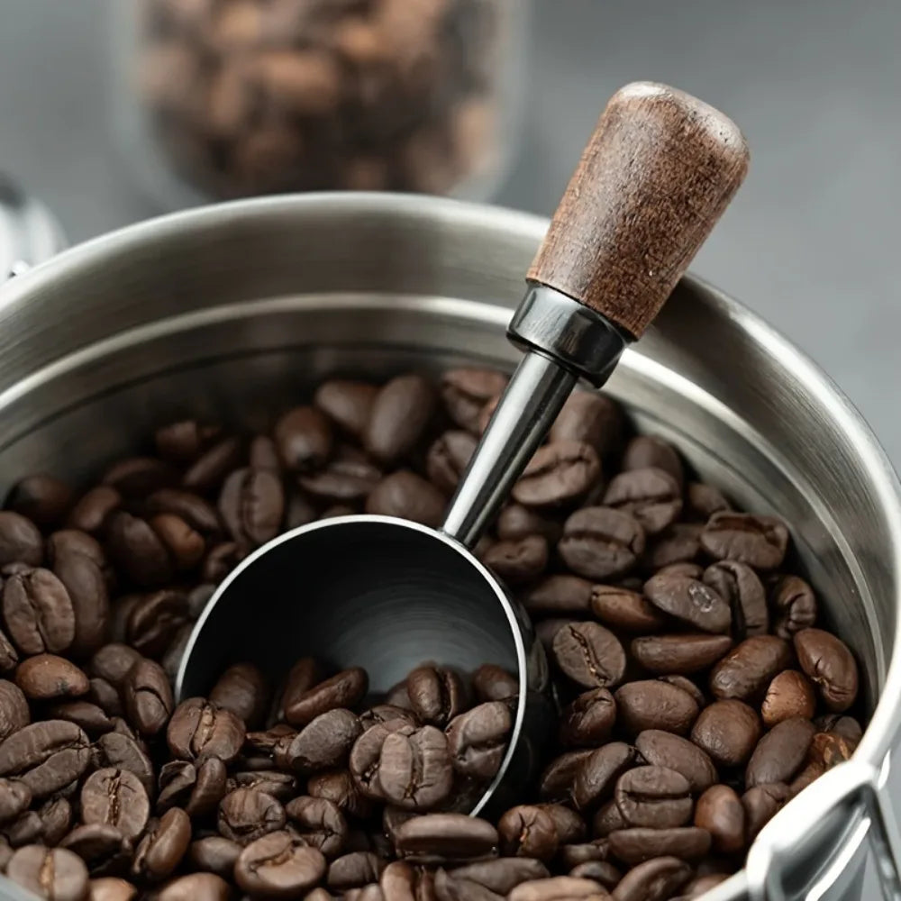 30ml Walnut Wood Coffee Scoop Stainless Steel Long Handle Measuring Spoon for Coffee Tablespoon Kitchen Tool Cafe  Accessories