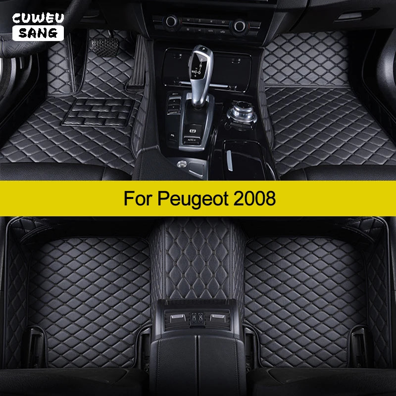 CUWEUSANG Custom Car Floor Mats For Peugeot 2008 2013-2023 Auto Carpets Foot Coche Accessorie