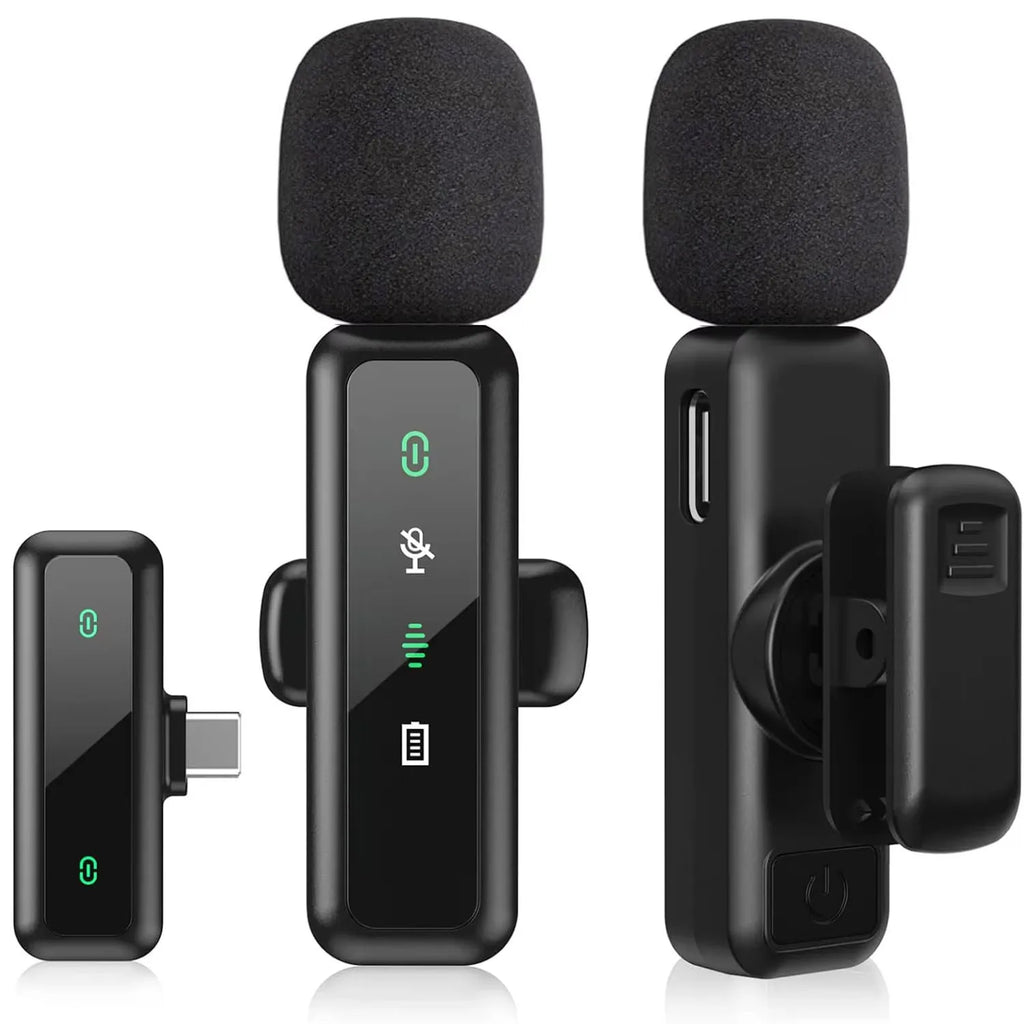 Lavalier Wireless Microphone 80mAh Rechargeable Battery Clip-On Podcast Mic for Streaming Vlogging Voice Recording Plug & Play