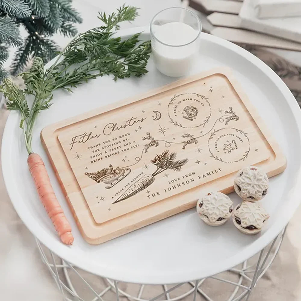Custom Christmas Eve Cutting Board Santa Treat Board Christmas Eve Plate Mince Pie Cookie Plate Christmas Kitchen Decor Gift