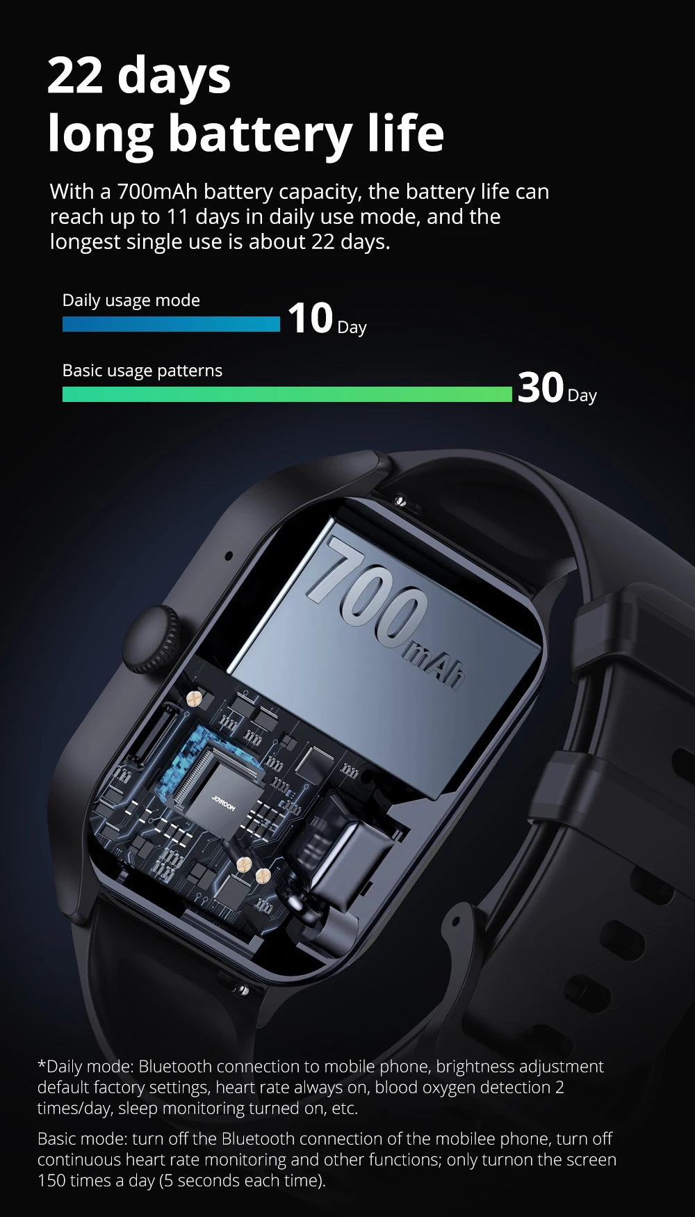 COLMI P77 Smartwatch, Up to 11 day battery life,  Massive 700mAh battery, 2 inch display, Health Management Smart Watch
