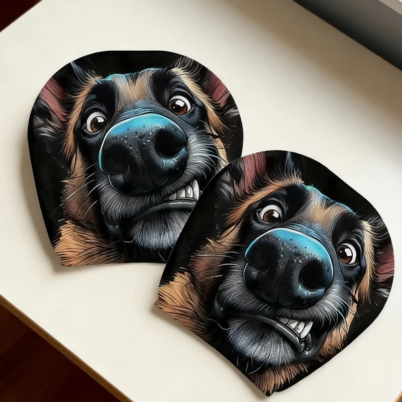 2PCS Funny Dog Car Head Pillowcase, Double Sided Printing, Fashionable Dustproof Head Pillowcase, Christmas Gifts