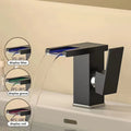 Basin Waterfall Style All-copper LED Light Luminous Faucet Bathroom Above Counter Basin Household Hot and Cold Water Faucet