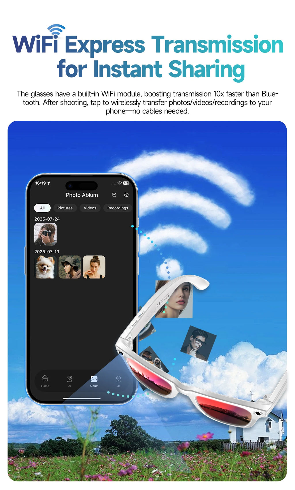 2026 New Upgrade smart glasees With Camera Video Recording AI Photo Recognition Bluetooth Call Translation Voice Sunglasses Man