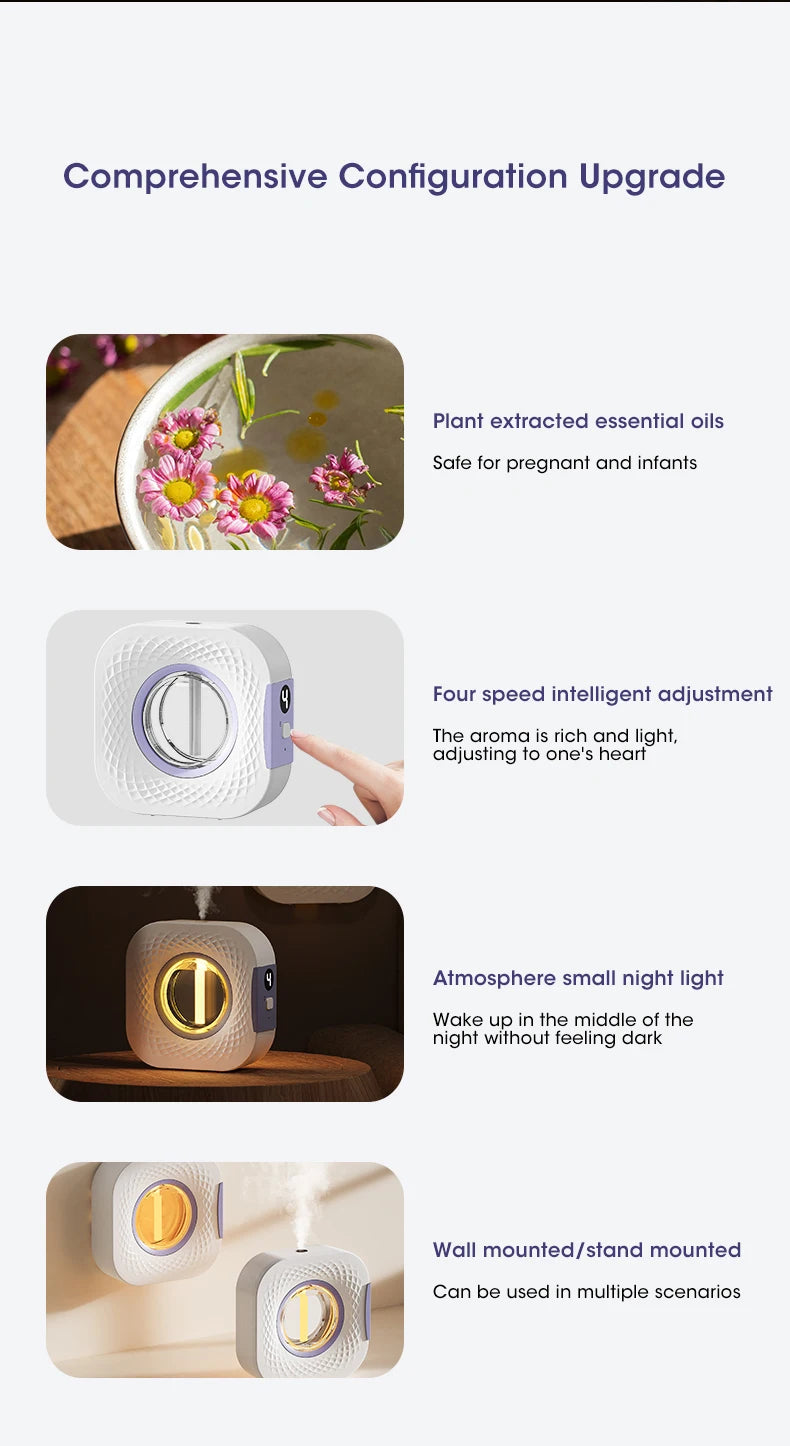 Intelligent Aromatherapy Oil Diffuser for Room Fragrance Timing Scenting Machine for Kitchen Toilet Car Bedroom Deodorization